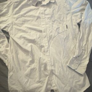 Men's White Striped BillaBong button up